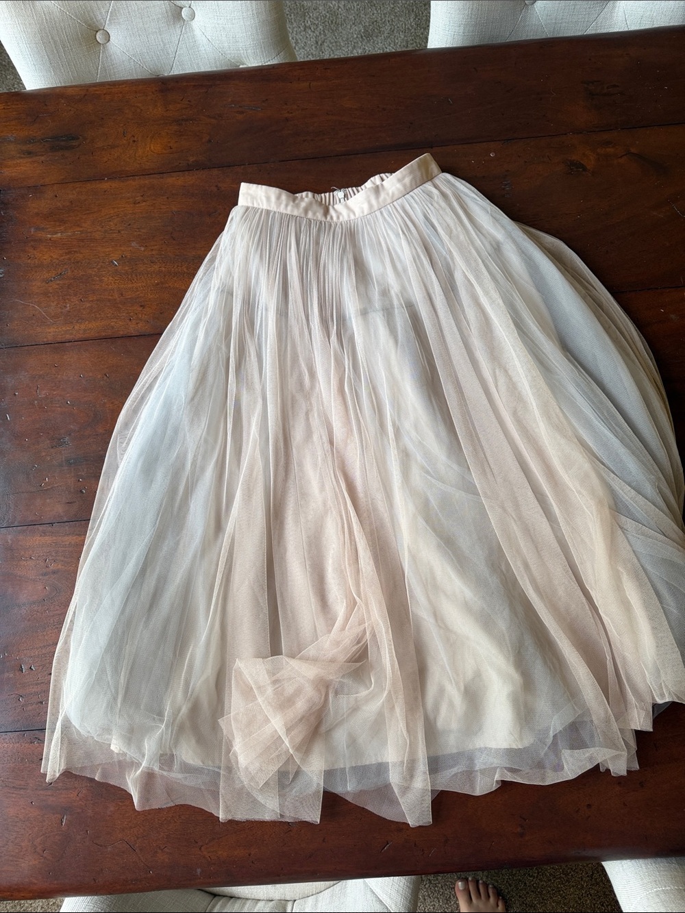 Snidel Light Beige A-Line Tulle Midi Skirt